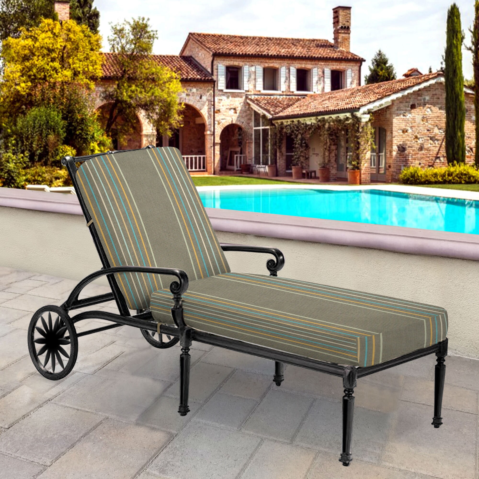 Outdoor Cushion Blue Gray Seat & Back Cushion Set Outdoor Etsy