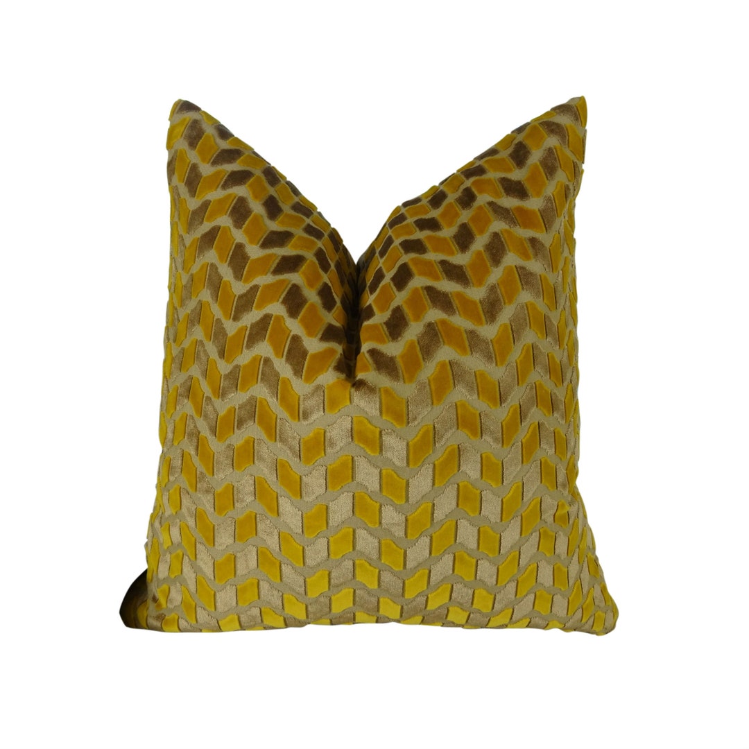 Gold Pillow Cover Gold Velvet Throw Pillow Designer Gold Ombre Pillow