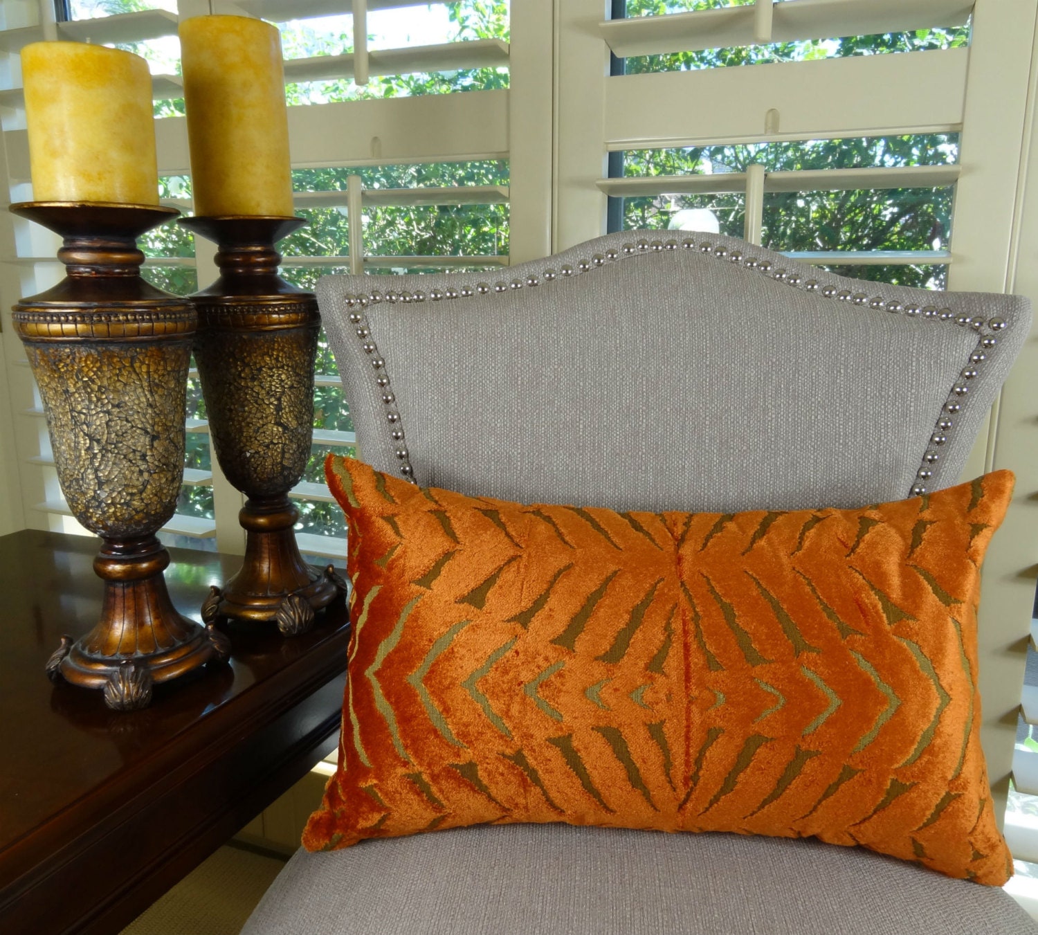 Orange Pillow Orange Velvet Throw Pillow Cover Designer Etsy