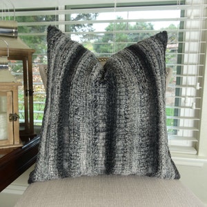 Gray Charcoal Black Minky Cuddle Pillow Cover - Double Sided Gray Pillow -  Charcoal Cuddle Fringe Throw Pillow - Gray Throw Pillow -17434