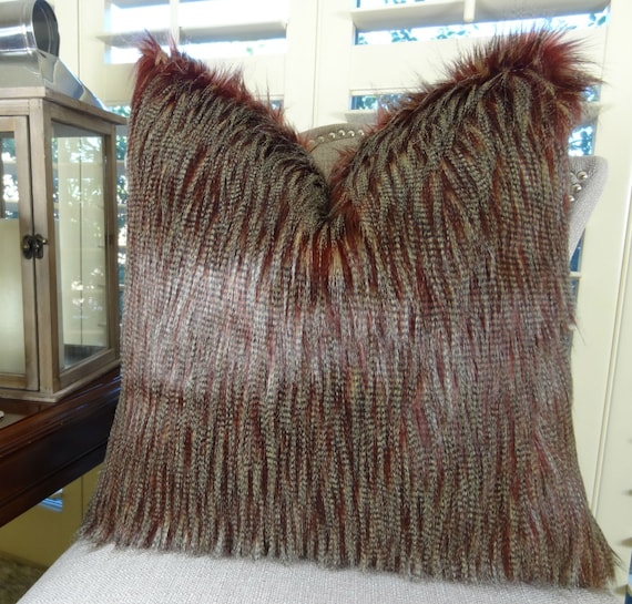 Burgundy fur cheap pillow