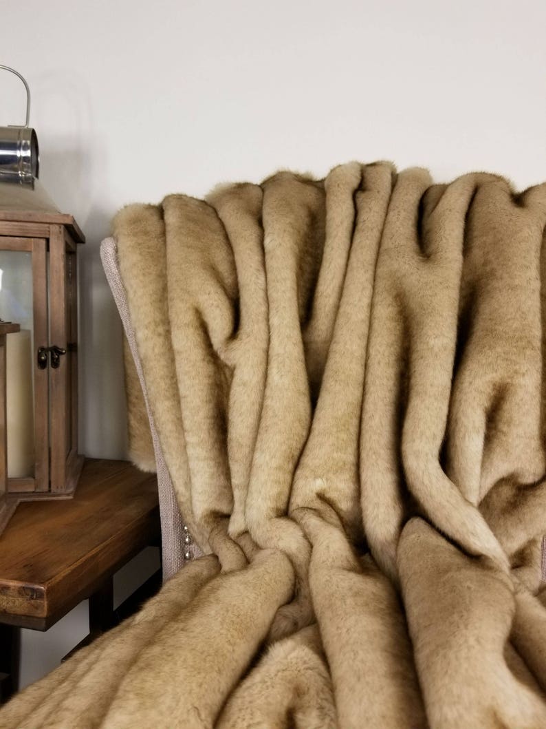 Beige Faux Fur Throw Luxury Sable Mink Faux Fur Throw Etsy