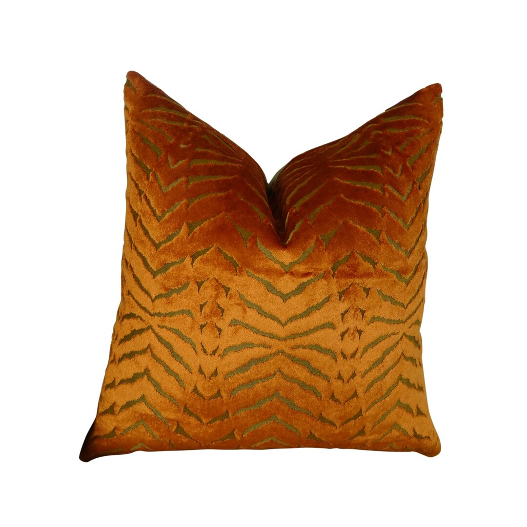 Orange Pillow Orange Velvet Throw Pillow Cover Designer Etsy