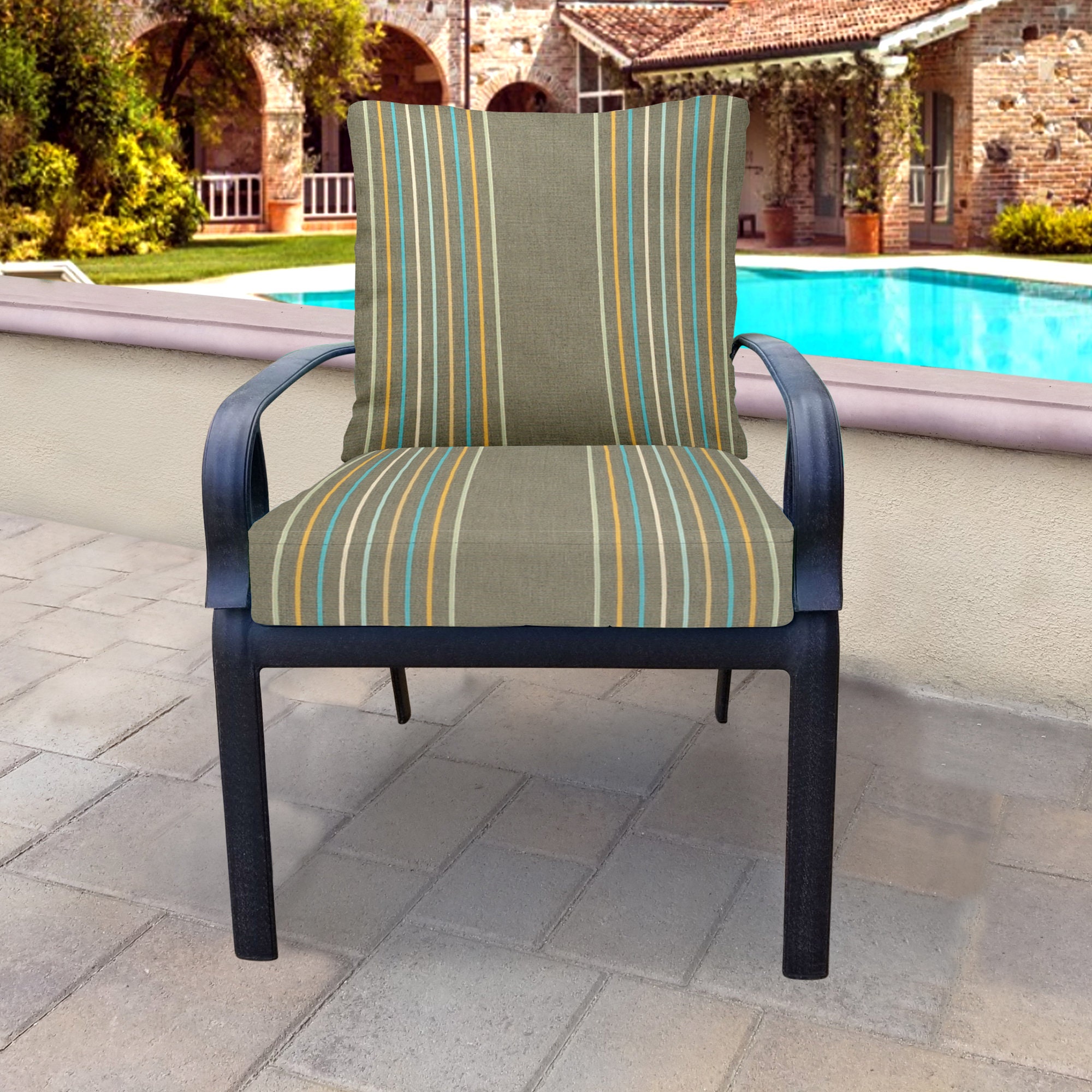 Outdoor Cushion Blue Gray Seat & Back Cushion Set Outdoor Etsy