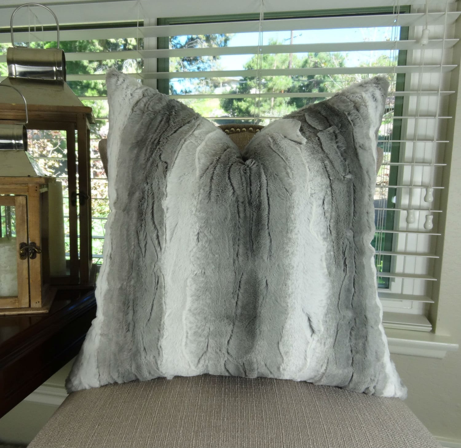 grey plush pillows