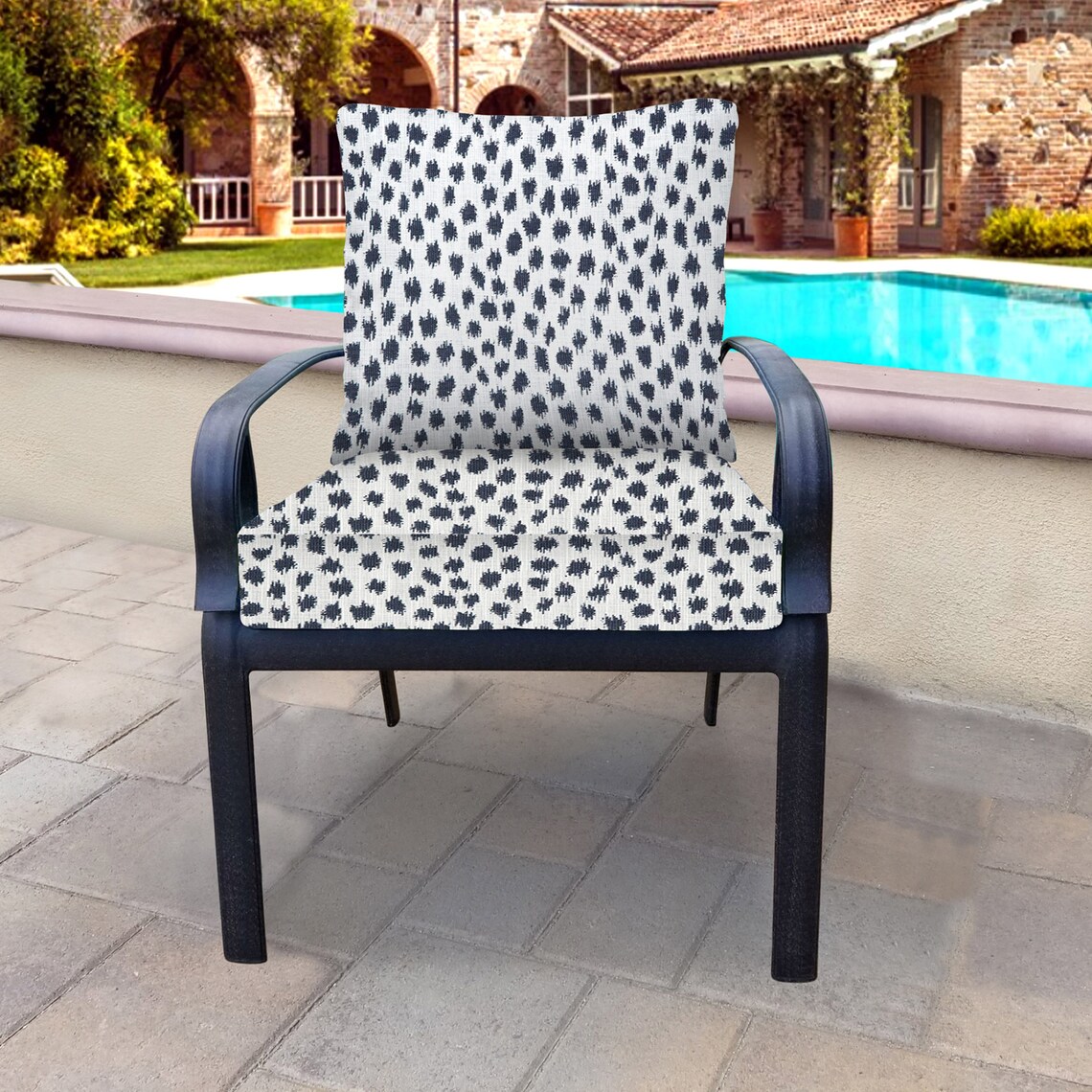 Outdoor Cushion Dark Blue White Outdoor Cushions for Chair Etsy