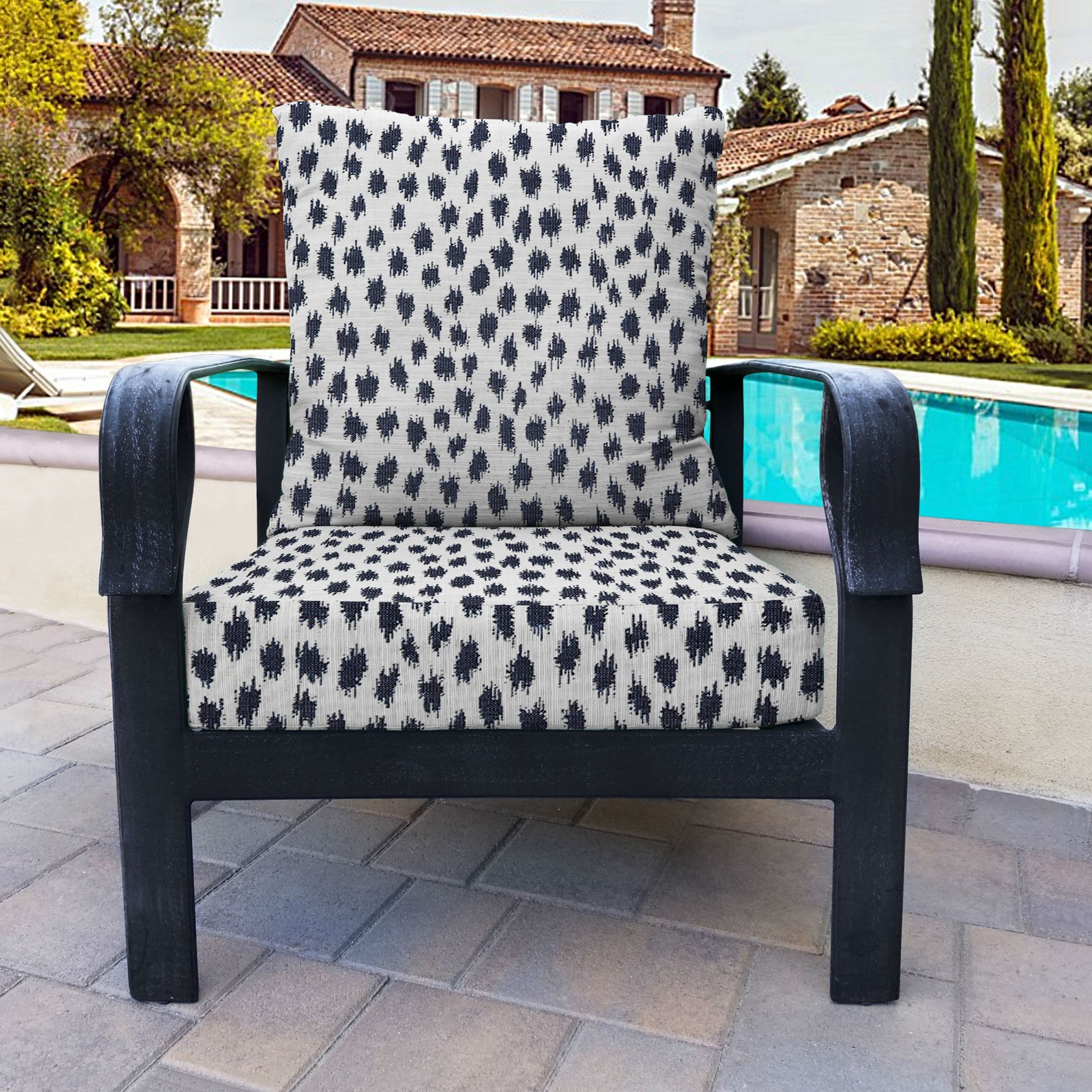 Outdoor Cushion Dark Blue White Outdoor Cushions for Chair Etsy