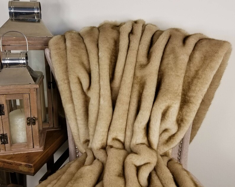 Beige Faux Fur Throw Luxury Sable Mink Faux Fur Throw Etsy