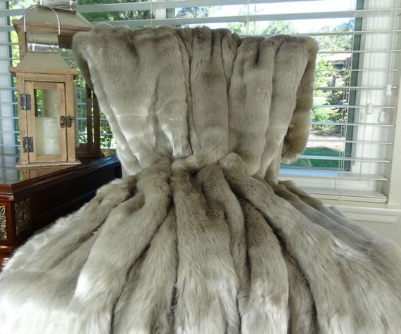SUPER Lusso Pelliccia Sintetica Materiale in tessuto-Beige Lynx