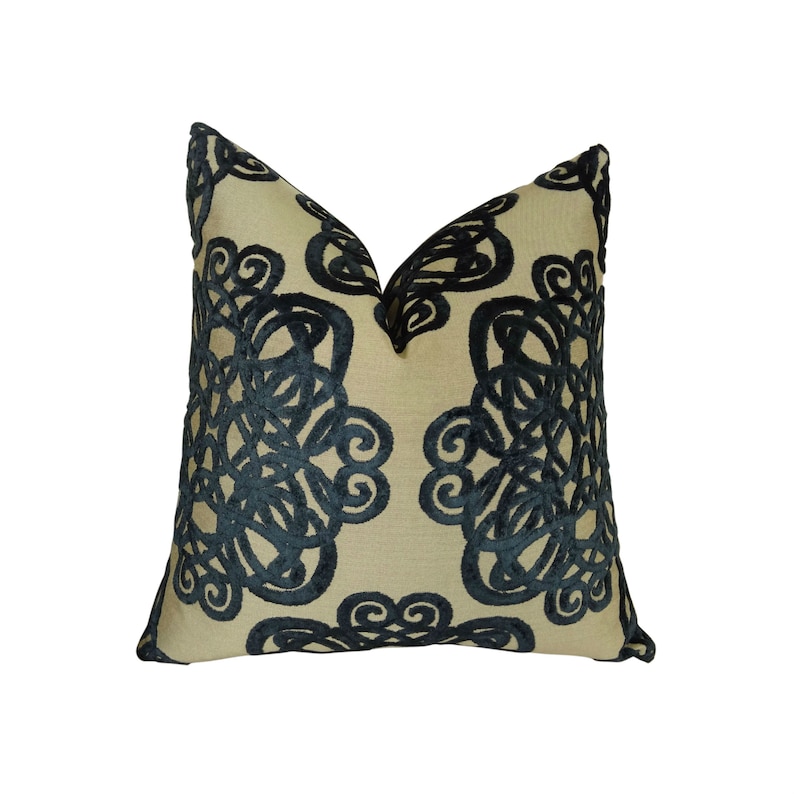 Navy Throw Pillow Navy Designer Pillow Navy Tan Graphic Etsy Norway