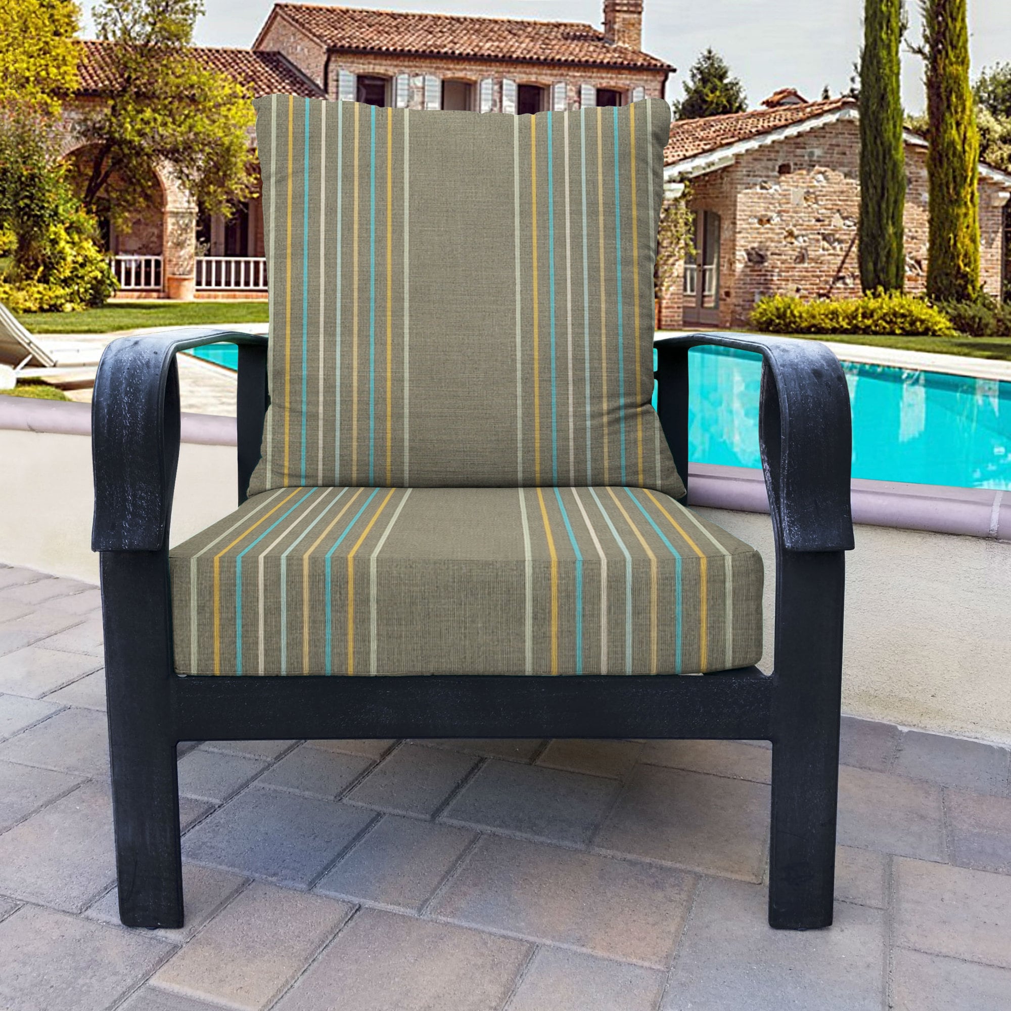 Outdoor Cushion Blue Gray Seat & Back Cushion Set Outdoor Etsy