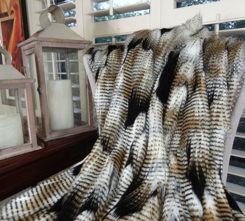 Black Gold White Fur Throw Blanket & Bedspread Fancy Feather Etsy