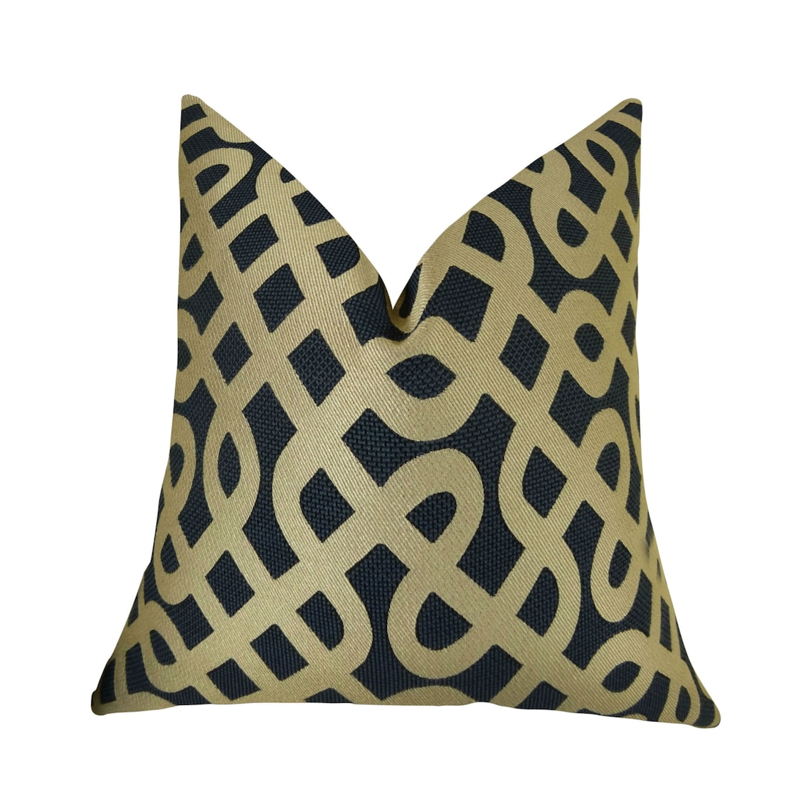 Navy Pillow Designer Navy Pillow Cover Navy Tan Geometric Etsy