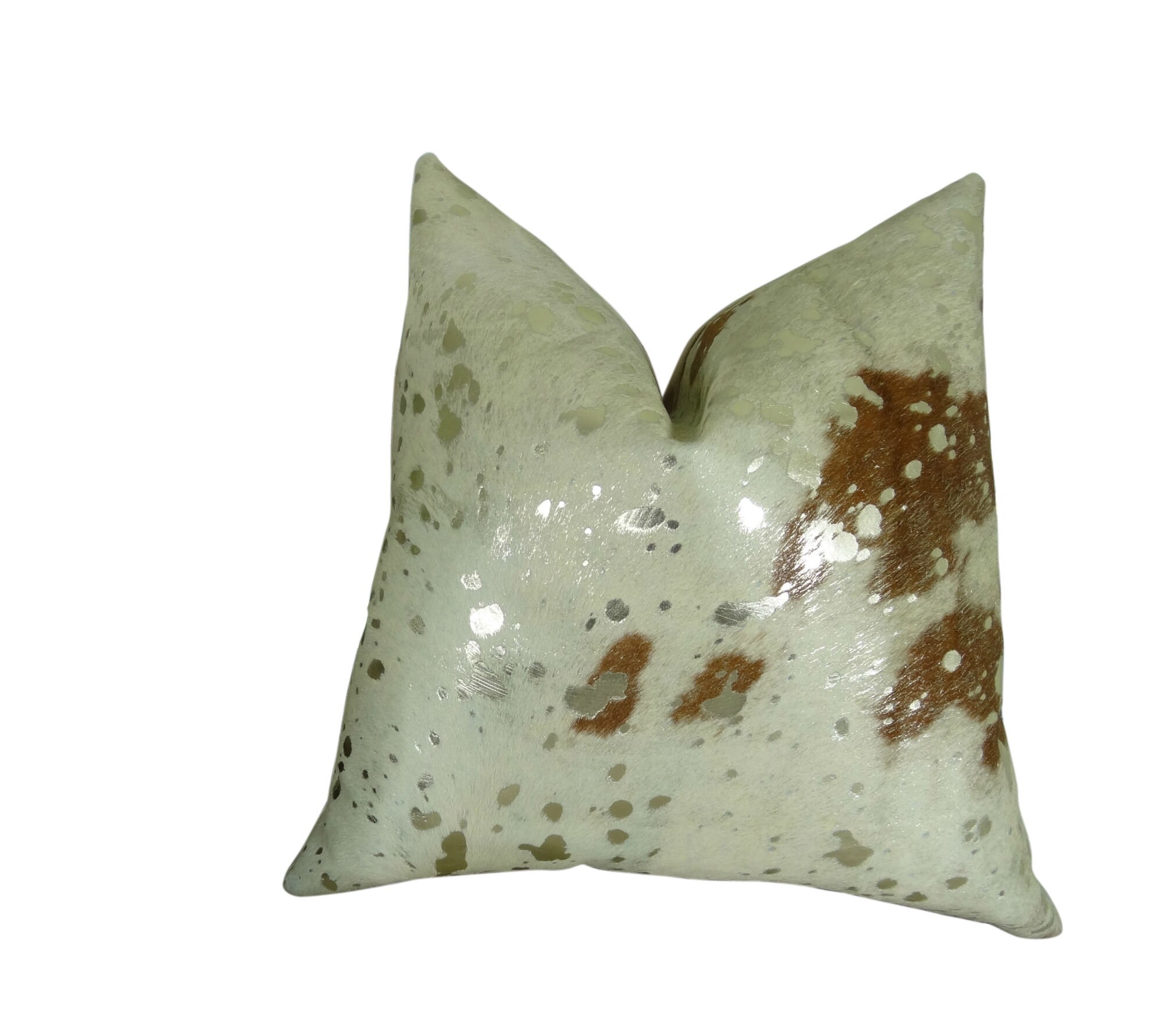 Metallic Gold Brown Ivory Cowhide Throw Pillow Cover Ivory Etsy