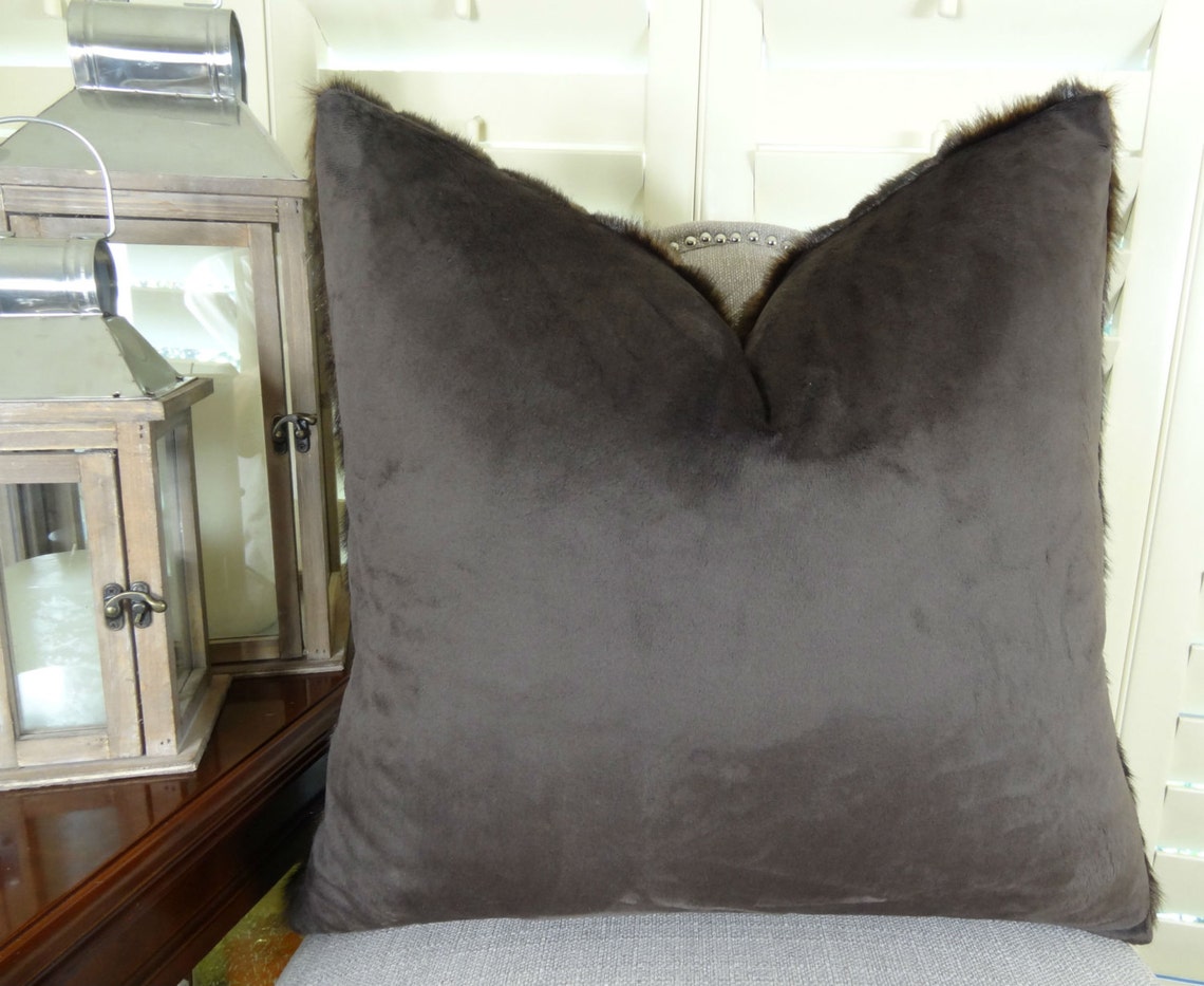 Brown Faux Fur Mink Decorative Pillow Cover Chocolate Brown Etsy
