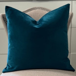 Deep Teal Velvet Double sided Pillow Cover - Designer Velvet Throw Pillow - Peacock Blue Green Teal Velvet Pillow - Couch Pillow - 11381