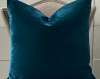 Deep Teal Velvet Double sided Pillow Cover - Designer Velvet Throw Pillow - Peacock Blue Green Teal Velvet Pillow - Couch Pillow - 11381