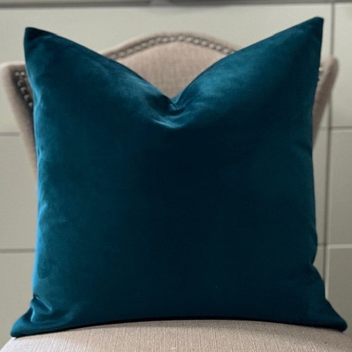 Deep Teal Velvet Double Sided Pillow Cover Designer Blue Etsy