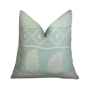 SALE 30.00 - 20&quot; Aqua Blue Green Cream Throw Pillow - Aqua Blue Throw Pillow Cover - Beach Aqua Blue Accent Pillow - 11144