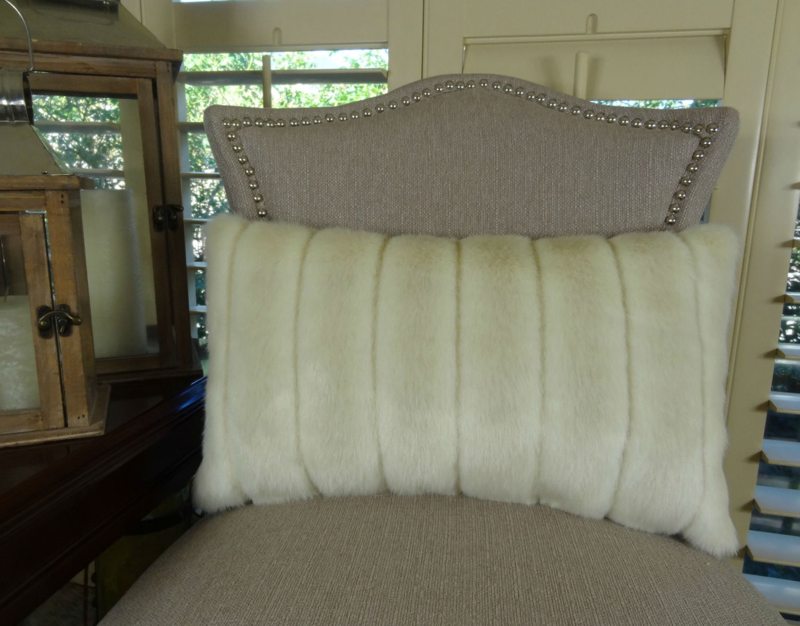 Ivory Mink Fur Throw Pillow Mink Faux Fur Accent Pillow Etsy