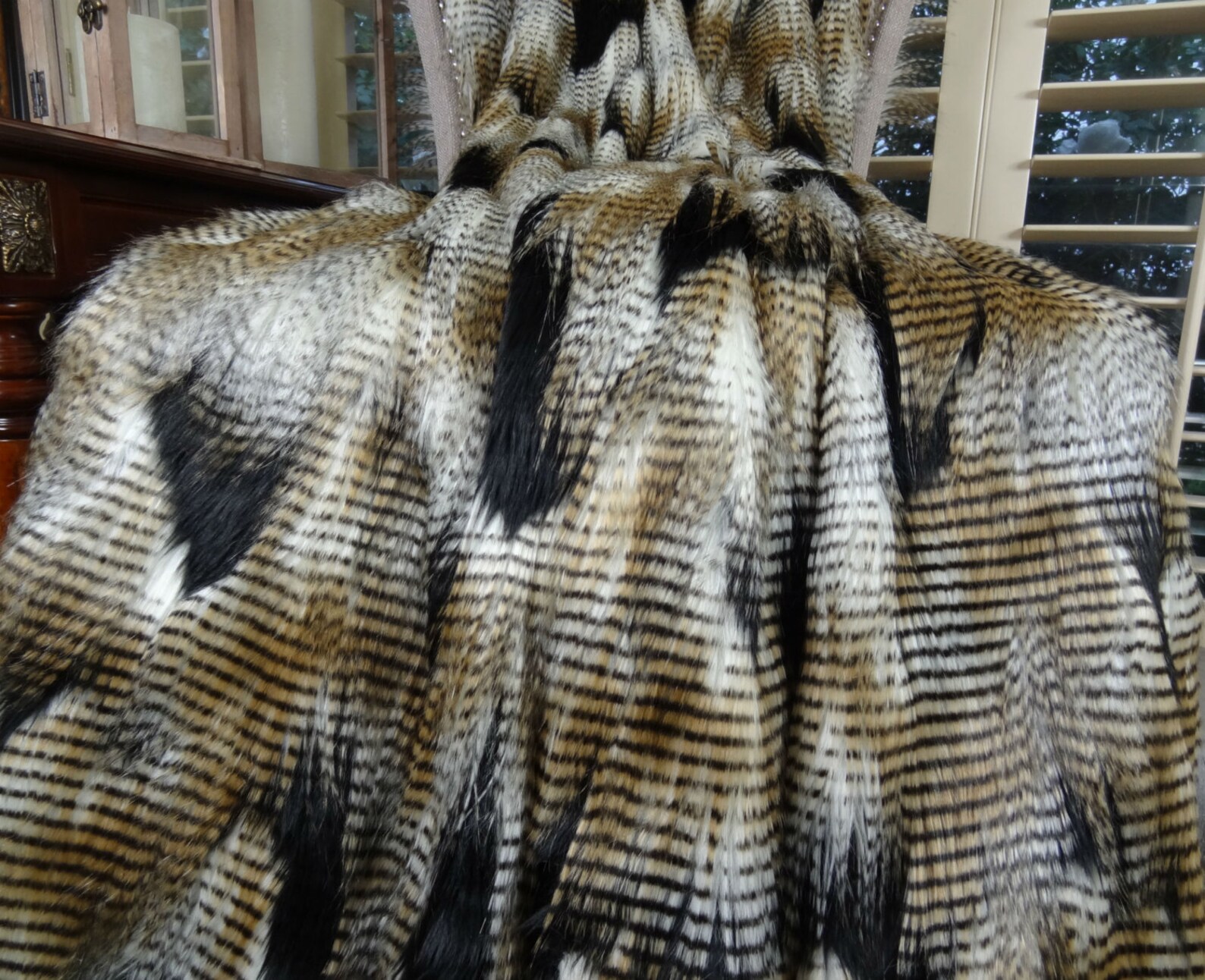 Black Gold White Fur Throw Blanket & Bedspread Fancy Feather Etsy