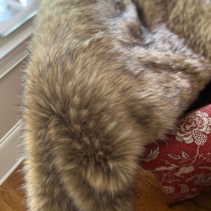 Luxury Brown Wolf Faux Fur Throw, Blanket, Bedspread-Light & Dark Brown Caramel, Coffee Colors - SKU 16406