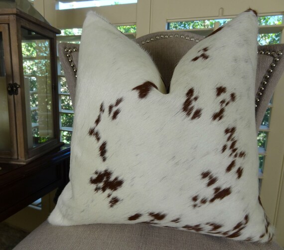 Decorative Cowhide Throw Pillow Cover Brown White Cowhide Etsy