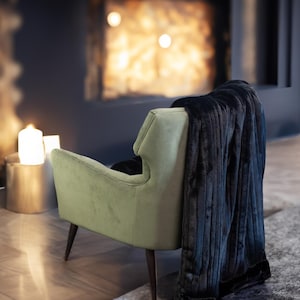 Deep Black Mink Throw Blanket -- Super Soft Luxe Faux Fur Heavenly Fabric - Double-sided Reversible Ebony Blanket - SKU 18104