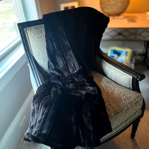 NEW! Sale Jet Black Mink Throw Blanket -- Super Soft Luxe Faux Fur Heavenly Fabric - Double-sided Reversible Black Blanket - SKU 18104