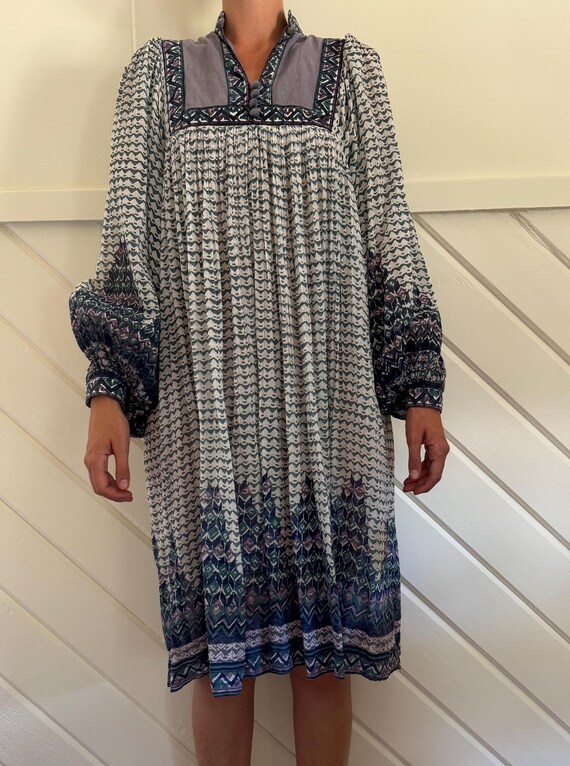 Stunning 1970s Phool Block Print Bohemian Dress