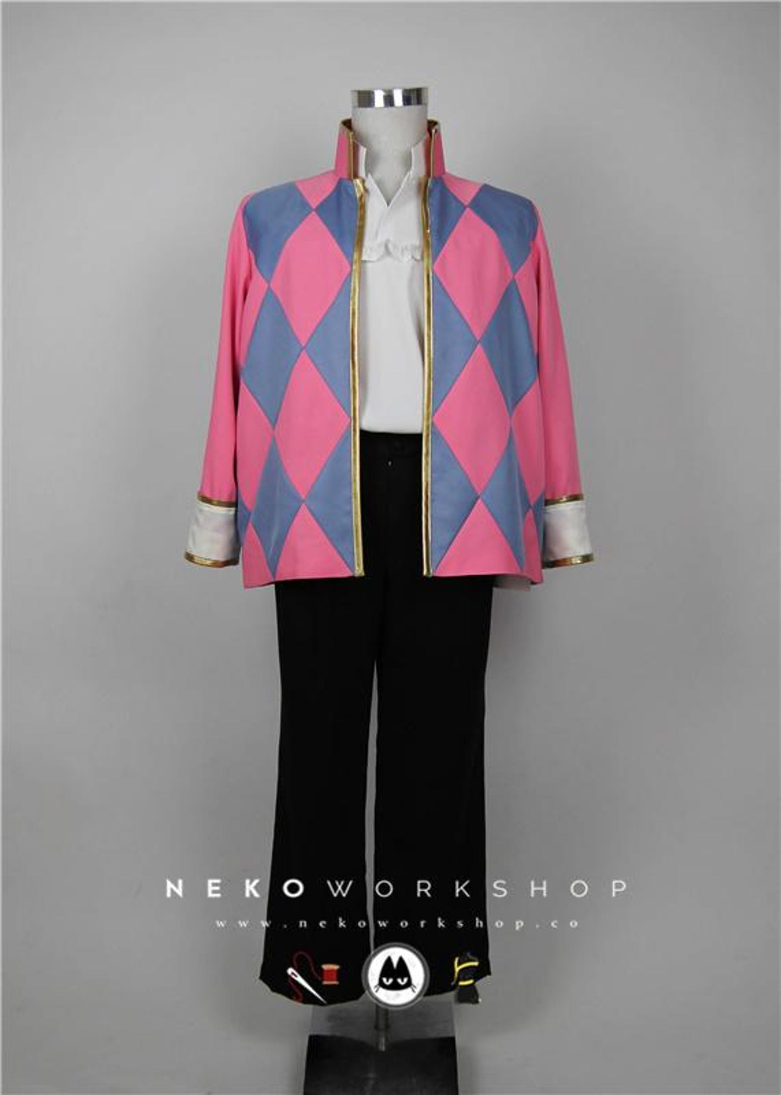 Diamond Pattern Jacket | White Shirt | Black Waist Pants - Etsy