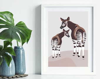 Okapi Print | Exotic Animal Wall Art ft. Original Digital Artwork [Multiple Sizes]