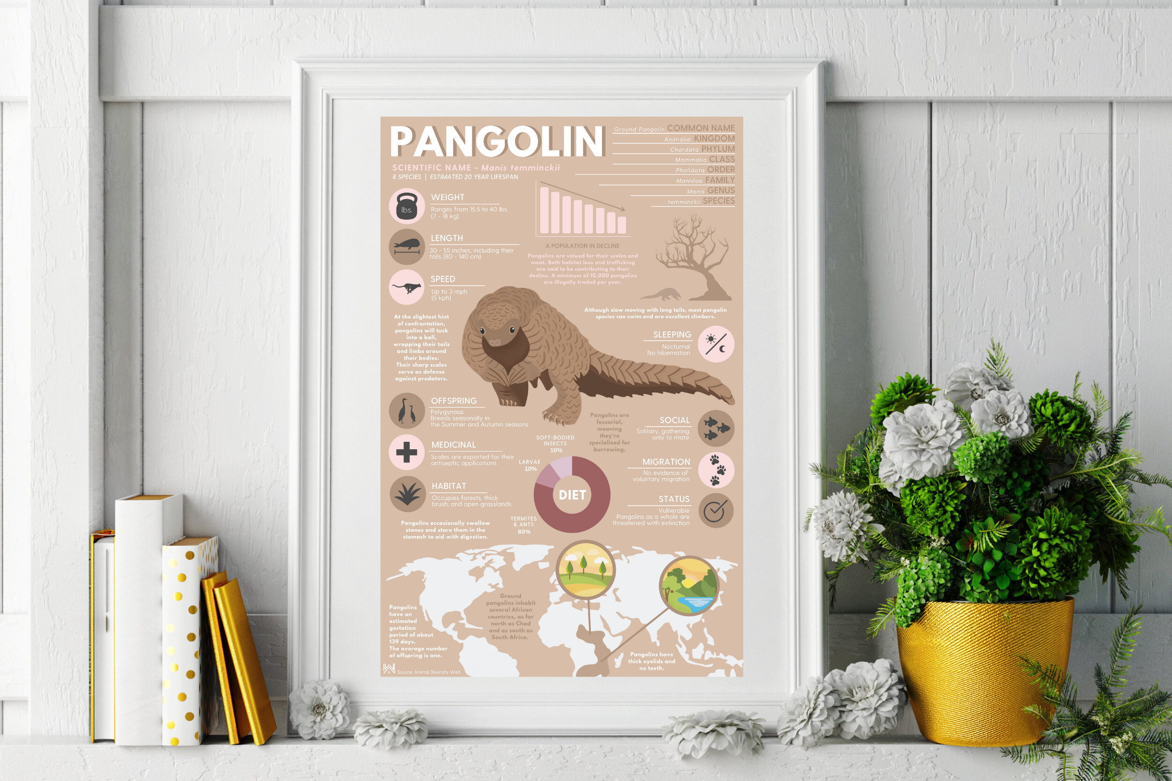 B4サイズ(約25x36cm)lh-poster-6835Pangolin パンゴリン