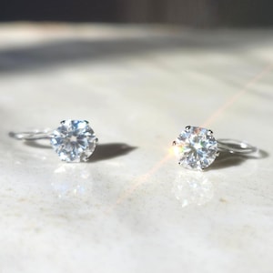 Clous d'oreilles en moissanite, boucles d'oreilles invisibles non percées, argent sterling diamants, léger et indolore