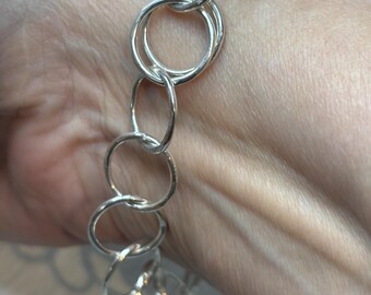 Sterlingzilveren kettingarmband, handgemaakte zilveren armband, alledaagse sieraden, ambachtelijk gemaakte zilveren armband, geschenken, sterlingzilver, accessoires
