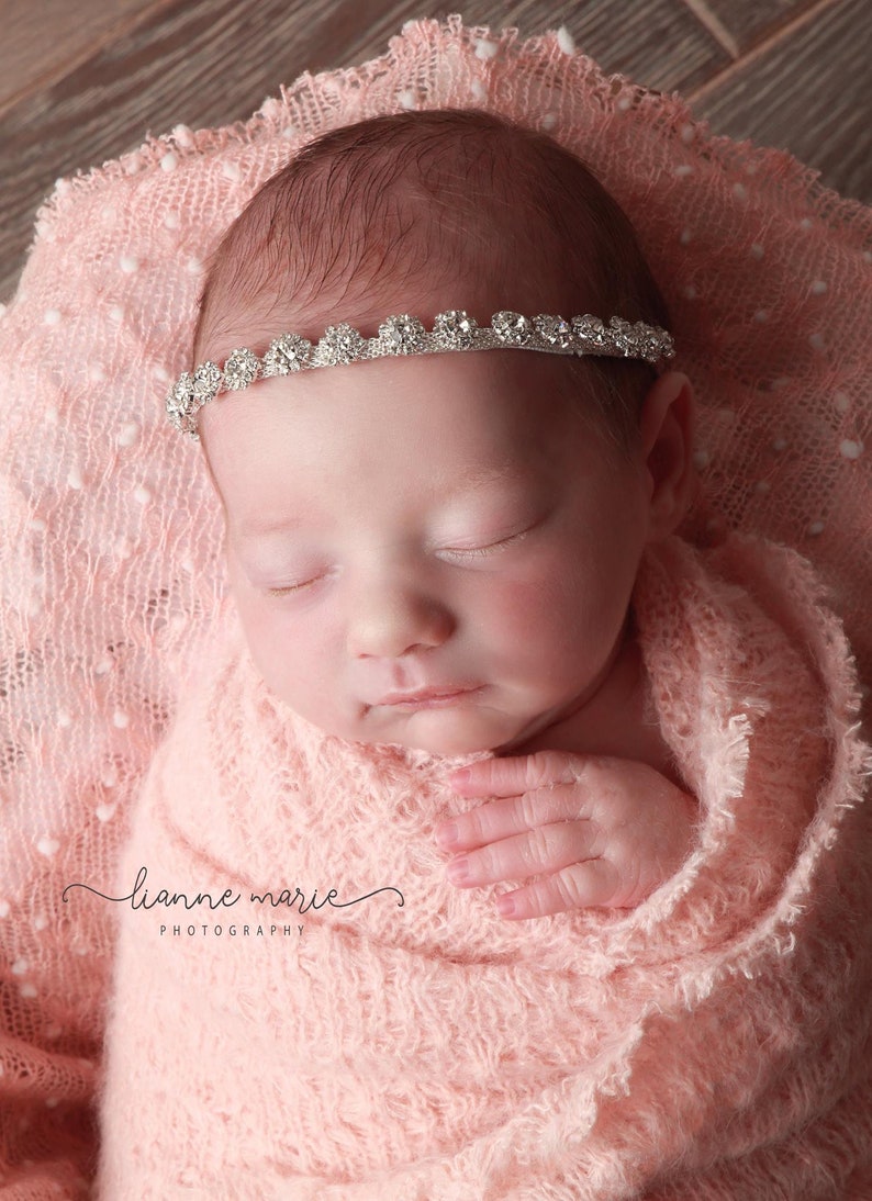 Rhinestone diamante headband christening wedding communion photo prop baby girl