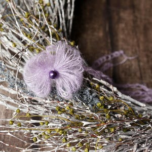 Handmade Lilac Bow with Pearl Mohair Tieback Headband Newborn Baby Photo Photography Prop