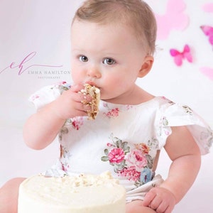 Pretty Cake Smash Romper / 1st Birthday Outfit / Sitter Romper