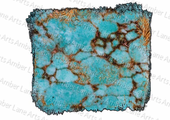 Turquoise Stone Slab With Tooled Leather Western Printpng Etsy