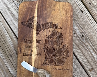 PRE ORDER - Laser Engraved Petoskey Stone Themed Charcuterie Board Set