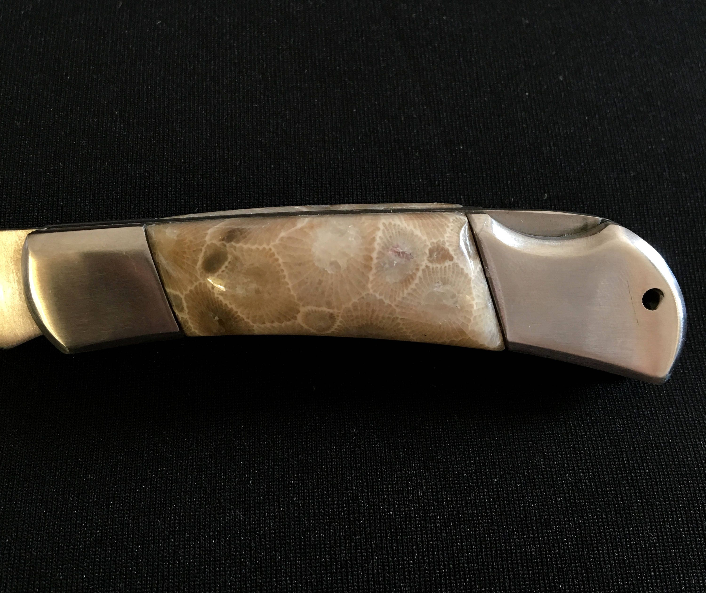 Pocket Knife with Petoskey Stone Handles