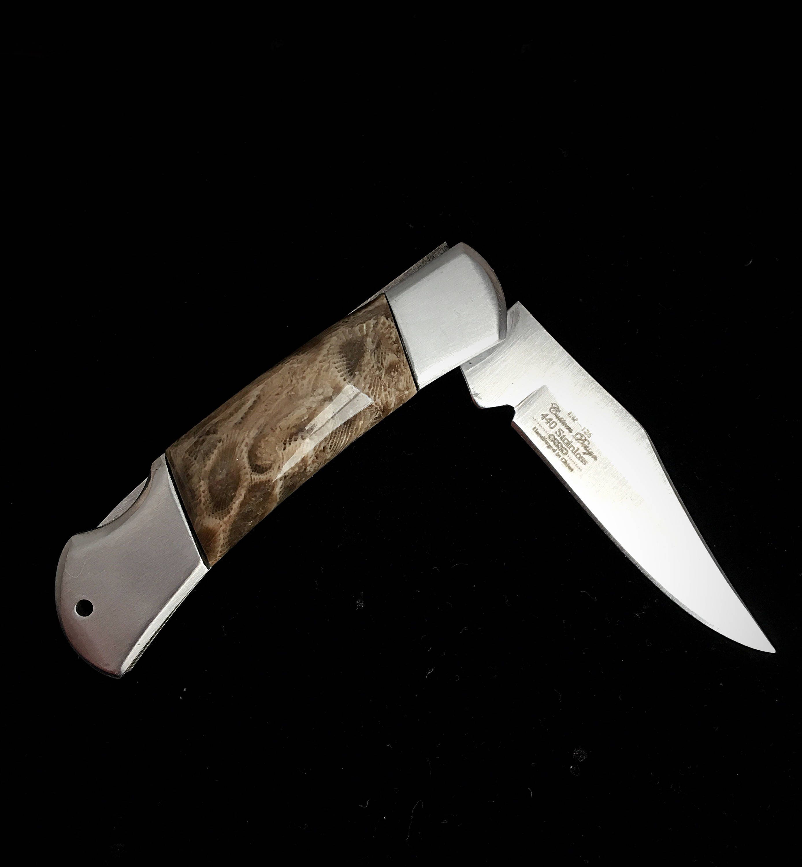 Pocket Knife with Petoskey Stone Handles
