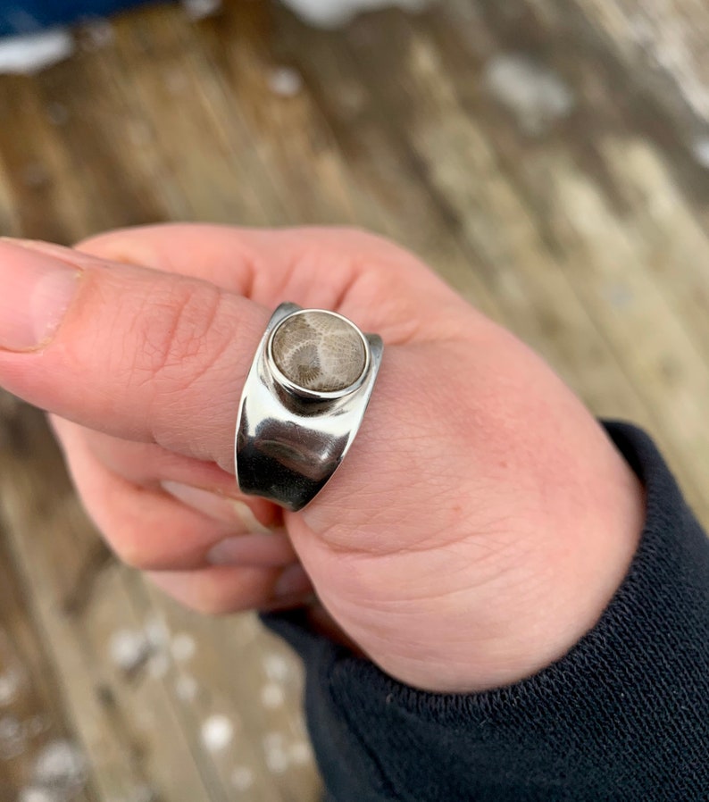 Sterling Silver Petoskey Stone Ring