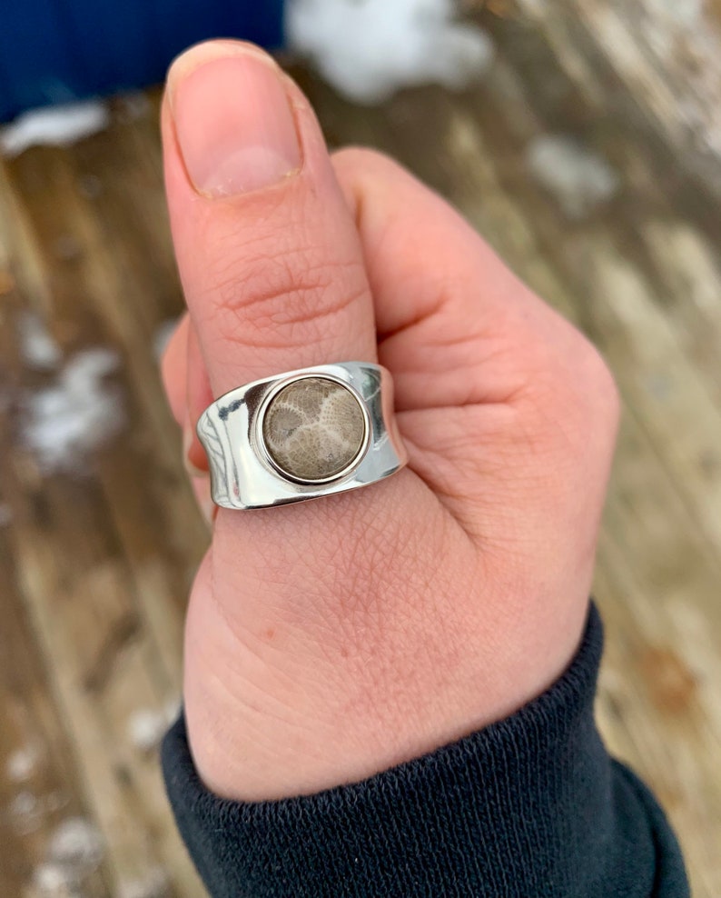 Sterling Silver Petoskey Stone Ring