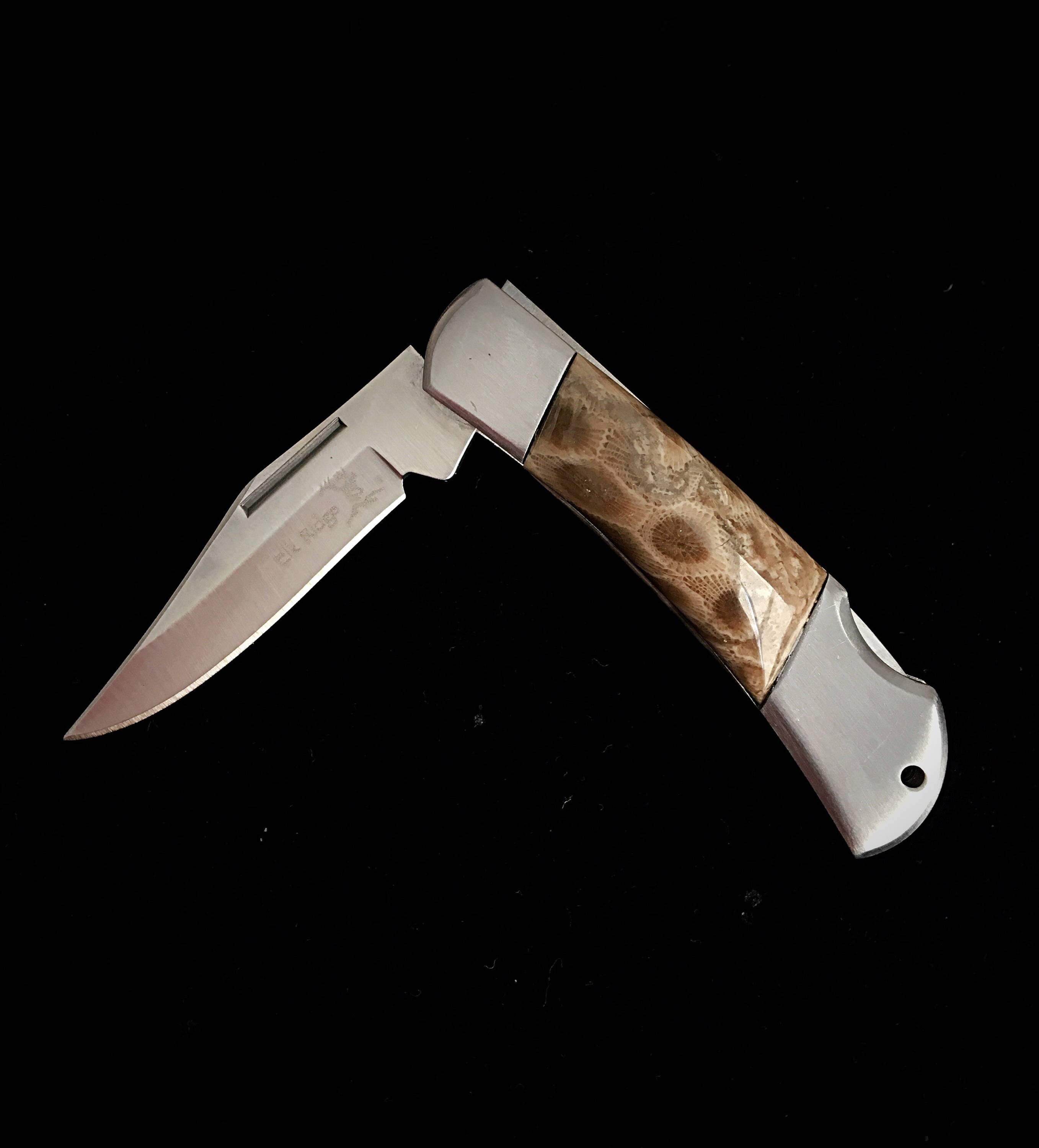 Pocket Knife with Petoskey Stone Handles