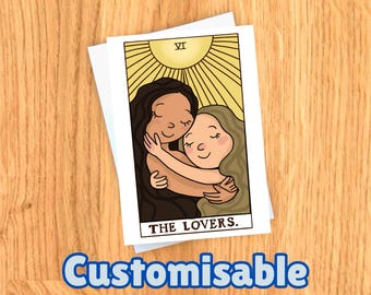 Tarot Lesbian Anniversary Card: Handmade Queer Card