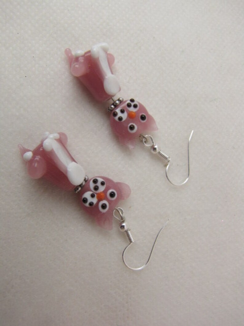 Pink Glass Cat Earrings Dangle Original Handcrafted Hand Etsy