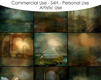Commercial Use Vol 30 - Enchanted Backgrounds - JPG files - Digital Scrapbooking - Fantasy - Photoshop/PSP Users - Magical Backgrounds