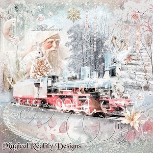 Believe PERSONAL USE - Christmas Digital Scrapbook - Winter - Magical - Train - Polar - Photoshop Overlays - Santa - Ornaments -Winter Woods