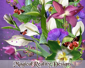 Commercial Use Spring Florals 2 - Spring Florals - PNG files - JPG - Digital Scrapbooking - Clip Art - Photoshop Overlays- Magical Clip Art